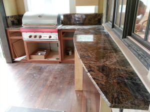 Outdoor marble table tops at Blue Coral Stoneworks in Greenville, SC