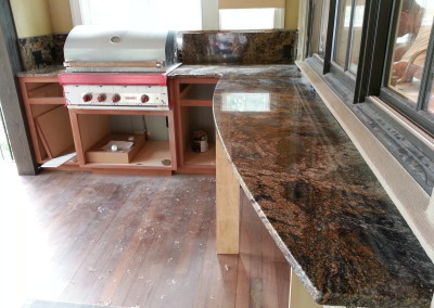 Outdoor marble table tops at Blue Coral Stoneworks in Greenville, SC