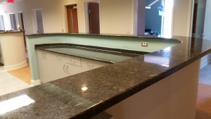 Quartz frontdesk at at Blue Coral Stoneworks in Greenville, SC